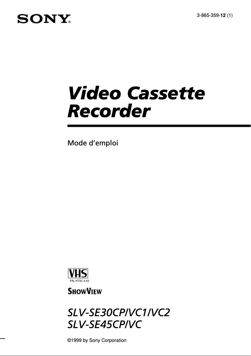 Imagen de la primera página del manual del dispositivo SLV-SE30VC2