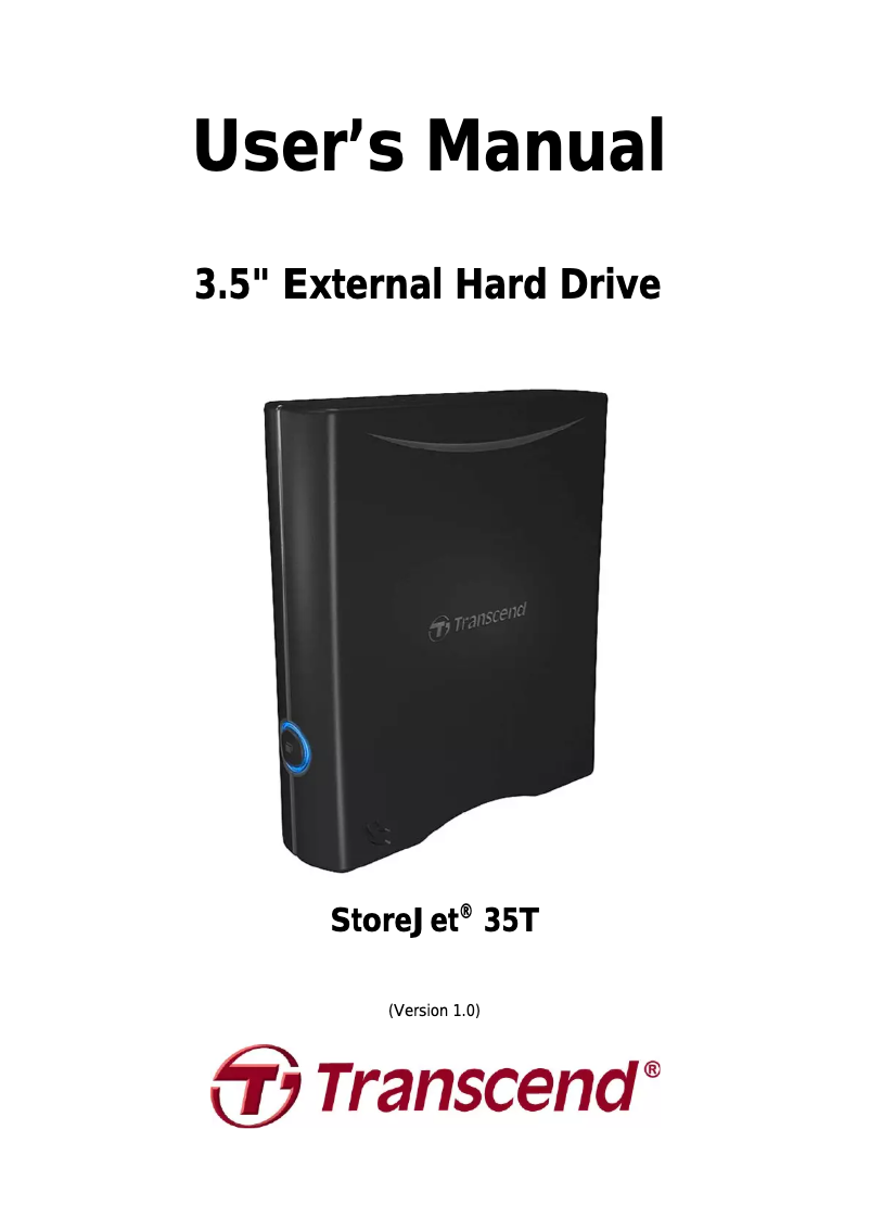 Página 1 del manual Manual de usuario Transcend StoreJet 35T