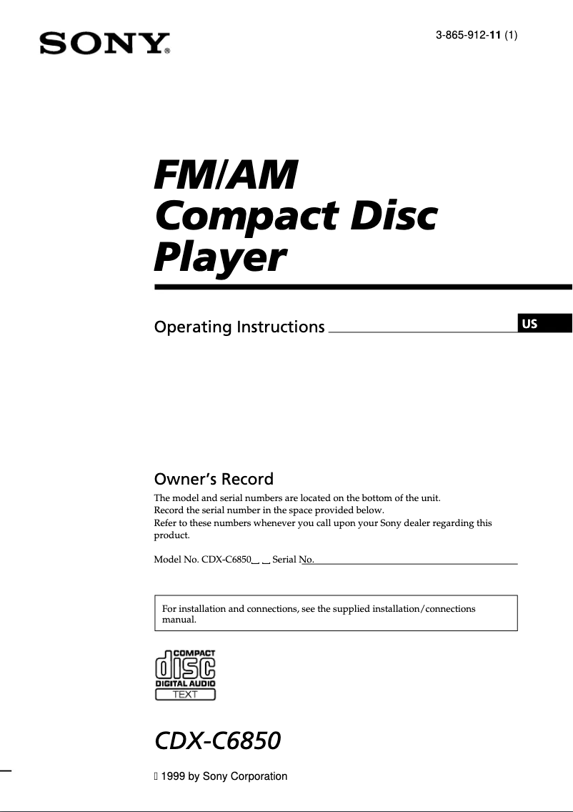 Página 1 del manual Manual de usuario Sony CDX-C6850