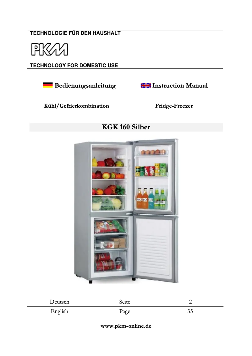 Imagen de la primera página del manual del dispositivo KGK 160