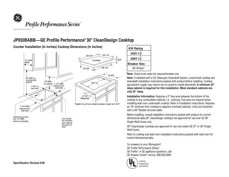 Imagen de la primera página del manual del dispositivo Profile Performance JP930BABB