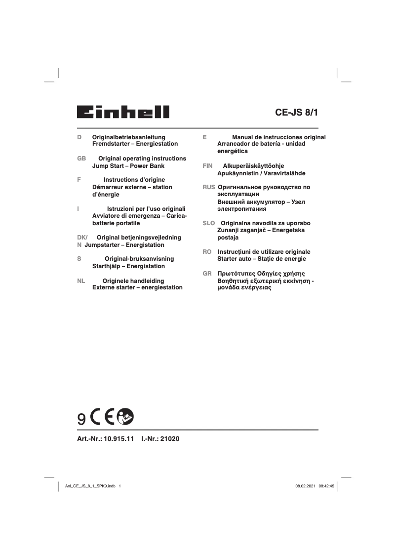Página nº 1 - Manual de usuario Einhell CE-JS 8/1