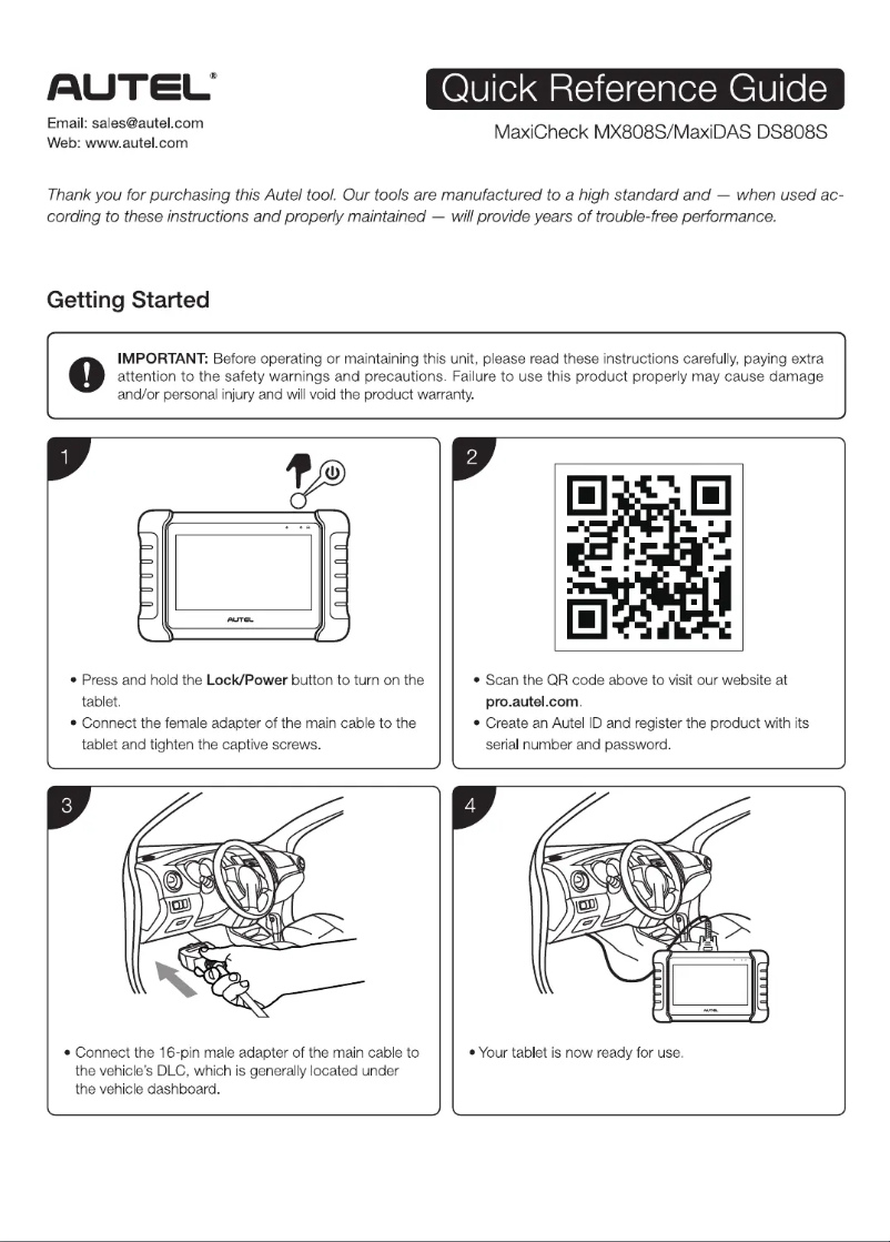 Página nº 1 - Guía de inicio rápido Autel MaxiDAS DS808S