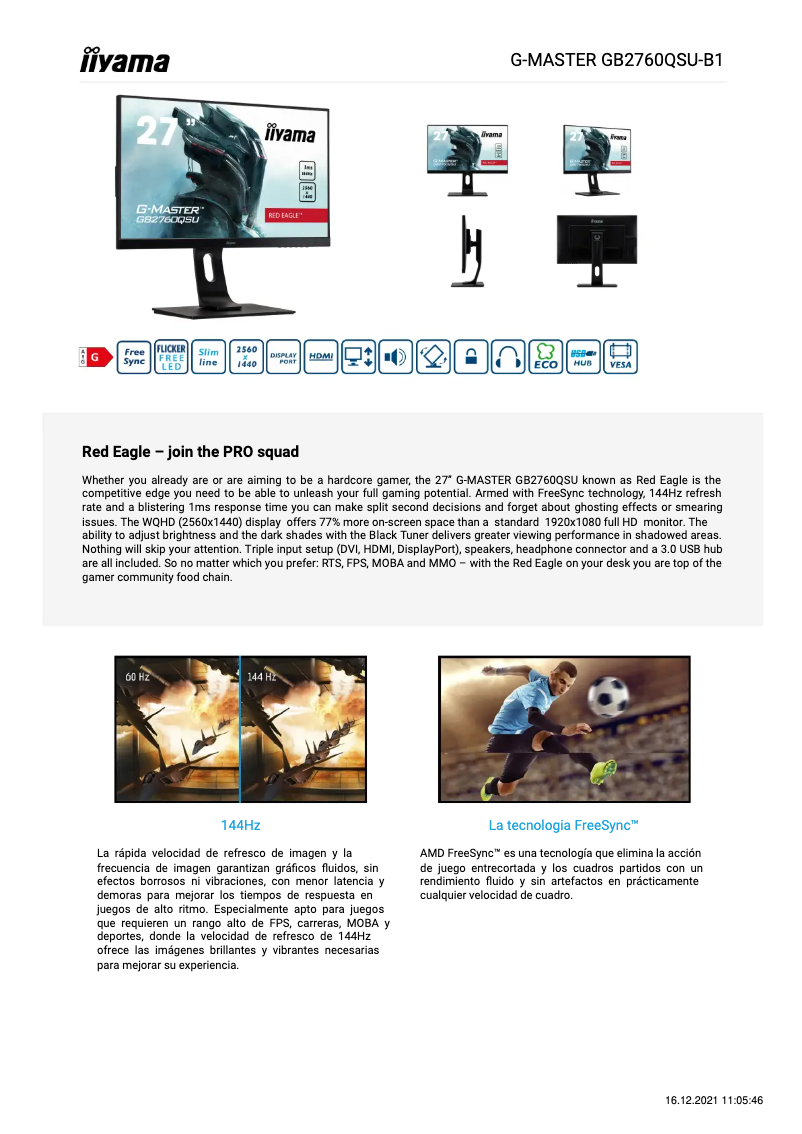 Página nº 1 - Ficha técnica Iiyama G-MASTER GB2760QSU