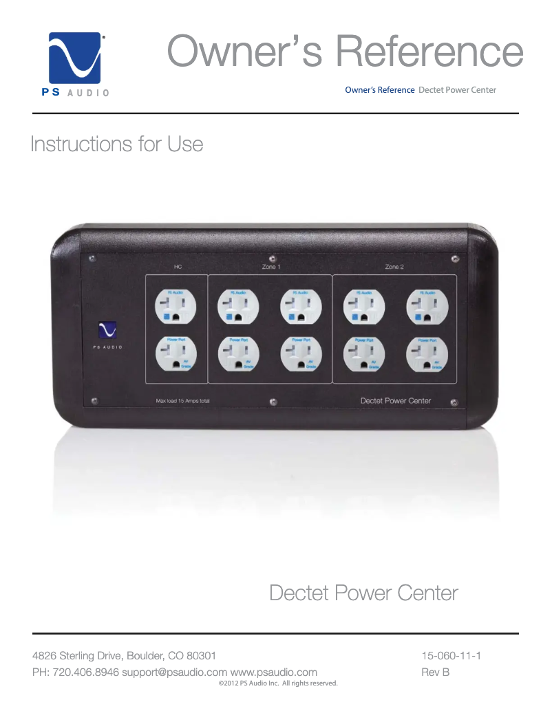 Página 1 del manual Manual de usuario PS Audio Dectet Power Center