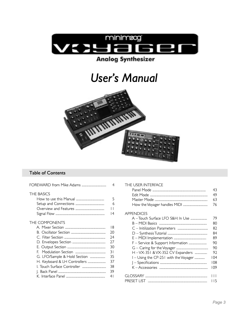 Página 1 del manual Manual de usuario Moog MiniVoyager