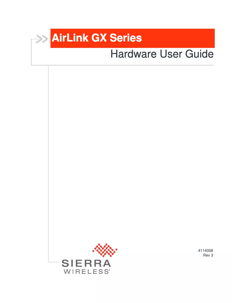 Imagen de la primera página del manual del dispositivo AirLink GX450