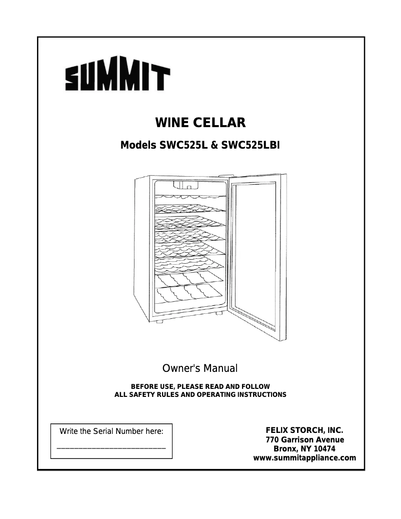 Página 1 del manual Manual de usuario Summit SWC525LBI7ADA