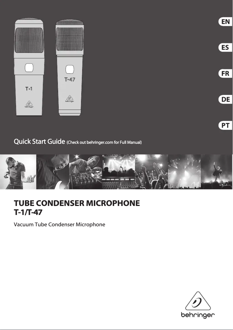 Página 1 del manual Guía de inicio rápido Behringer T-47
