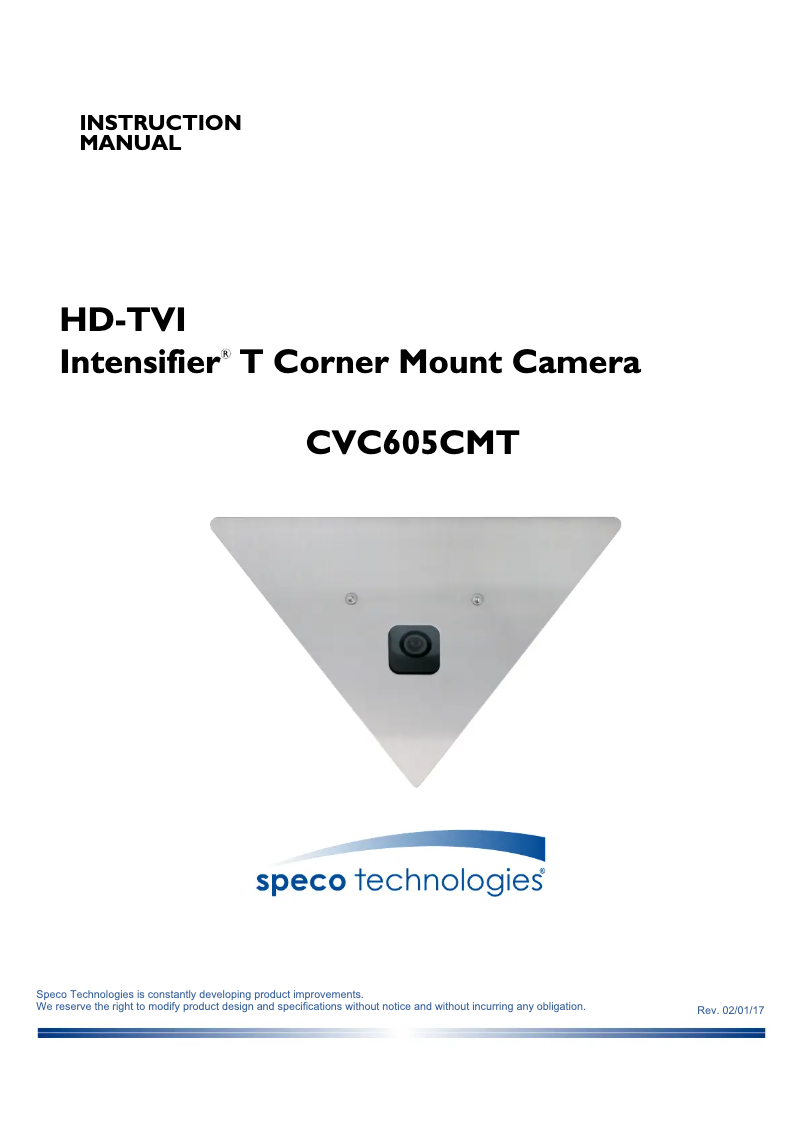Página nº 1 - Manual de usuario Speco Technologies Intensifier T CVC605CMT