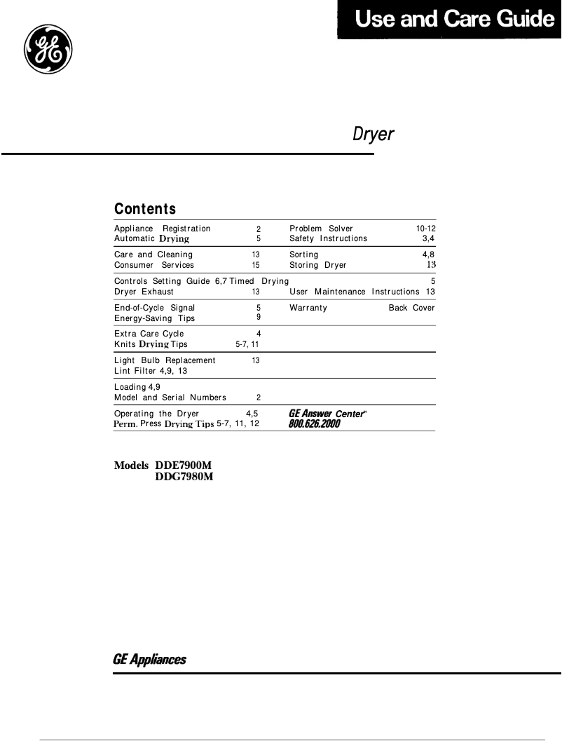 Página 1 del manual Manual de usuario GE DG7980M