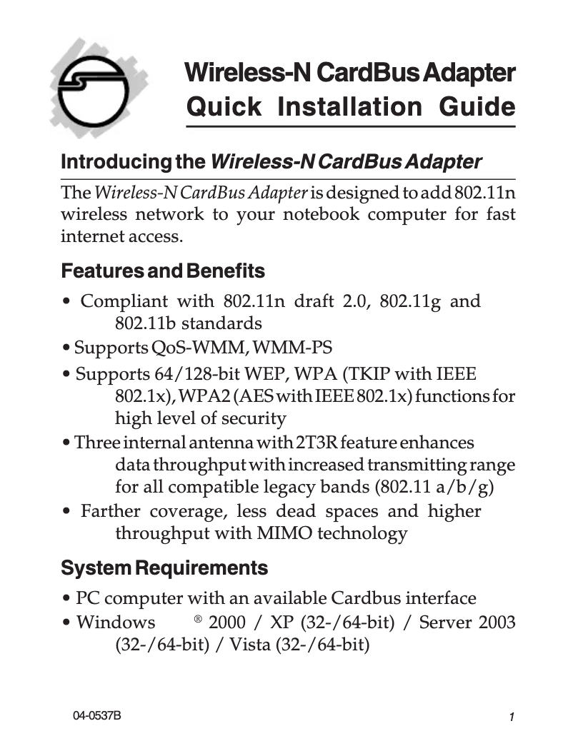 Imagen de la primera página del manual del dispositivo CN-WR0412-S1