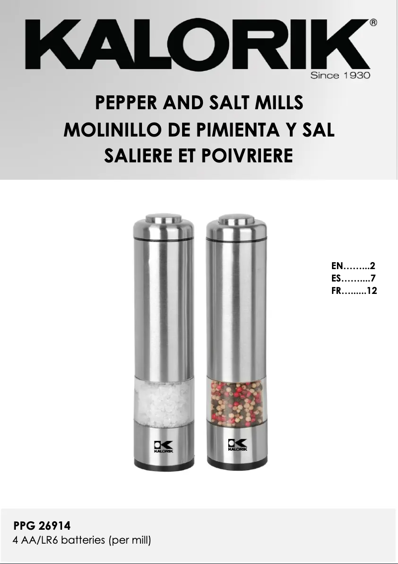 Imagen de la primera página del manual del dispositivo PPG 26914