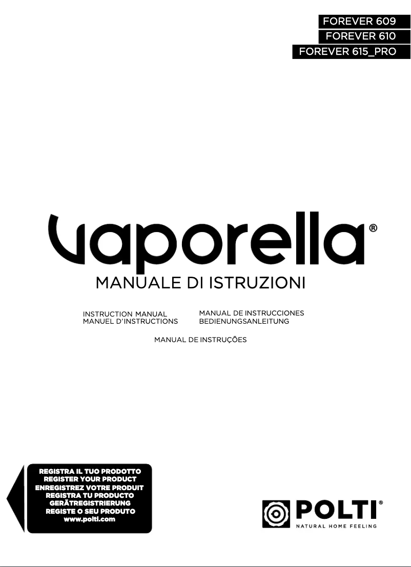Imagen de la primera página del manual del dispositivo Vaporella Forever 615 PRO