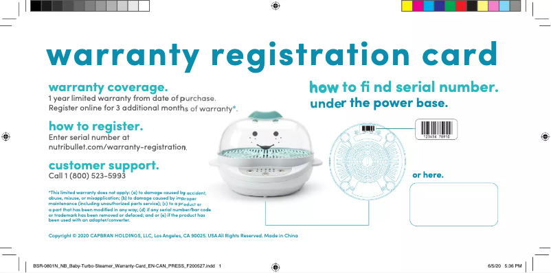 Imagen de la primera página del manual del dispositivo Baby Turbo Steamer