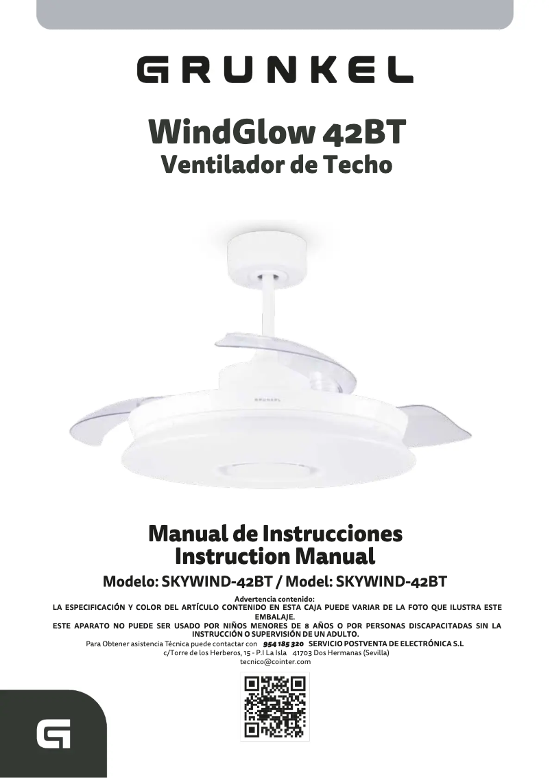 Página 1 del manual Manual de usuario Grunkel SKYWIND-42BT