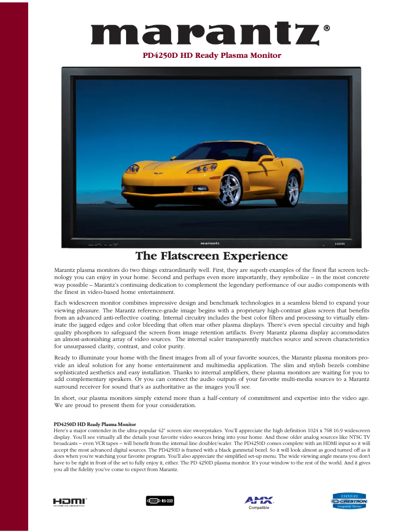 Página 1 del manual Ficha técnica Marantz PD4250D