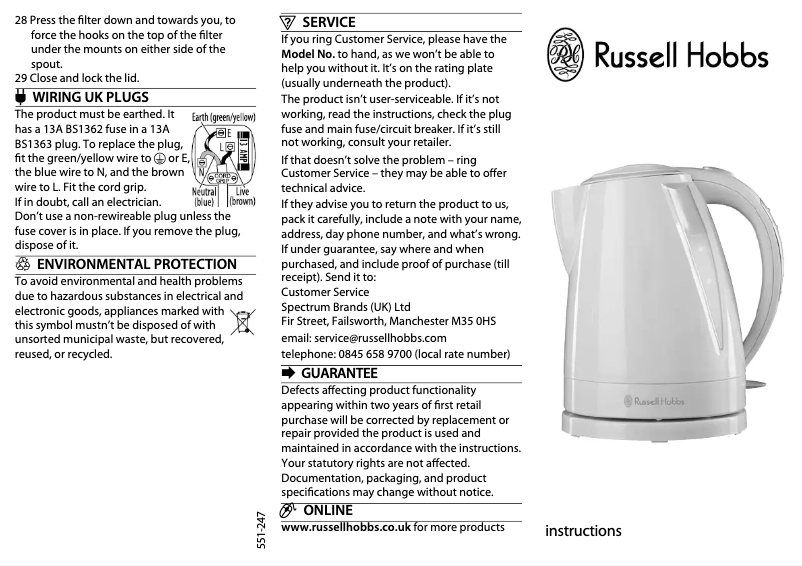 Página 1 del manual Manual de usuario Russell Hobbs Buxton 15075