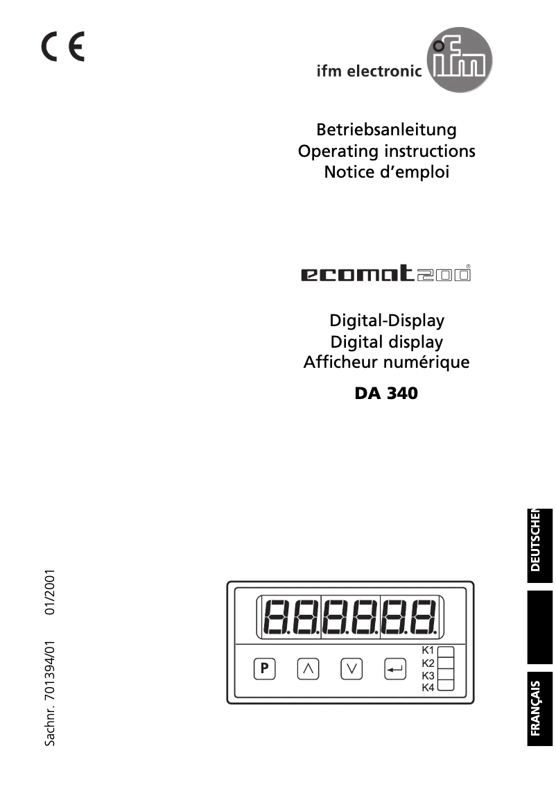Imagen de la primera página del manual del dispositivo Ecomat 200 DA340