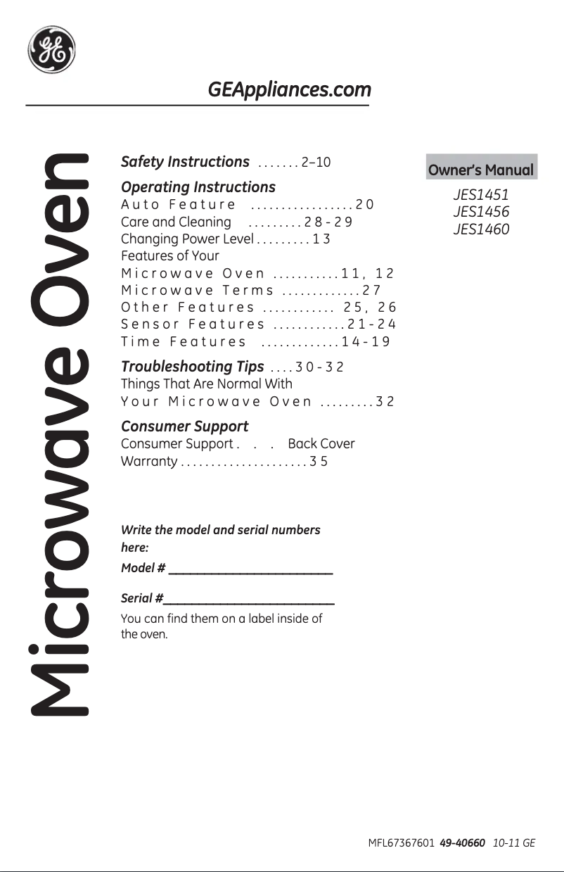 Página 1 del manual Manual de usuario GE JEM3072DHWW