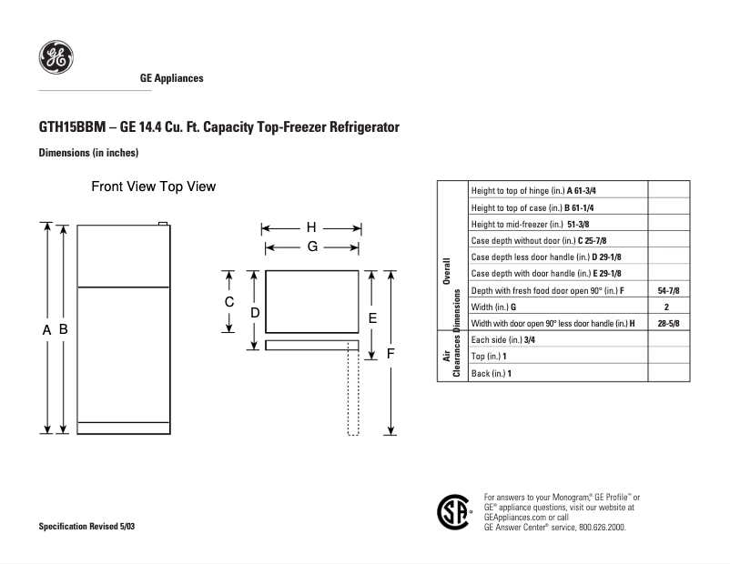 Imagen de la primera página del manual del dispositivo GTH15BBMRCC