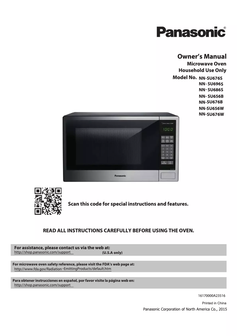 Imagen de la primera página del manual del dispositivo NN-SU676