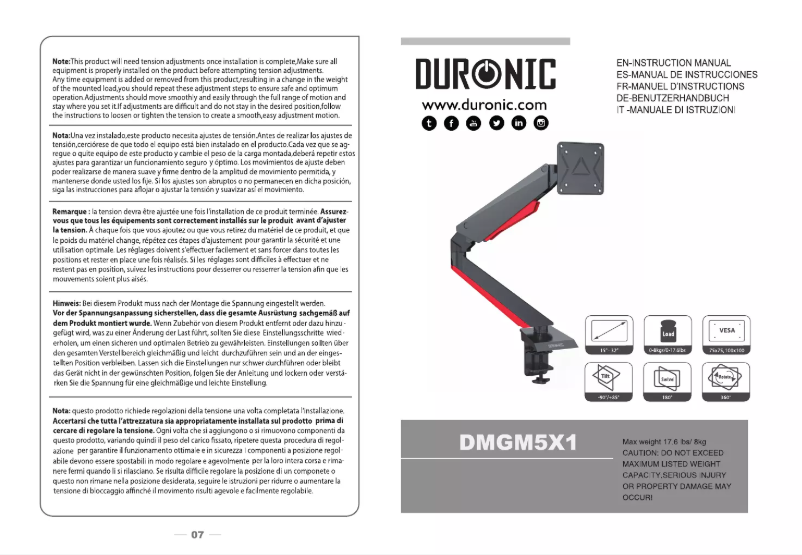 Página 1 del manual Manual de usuario Duronic DMGM5X1