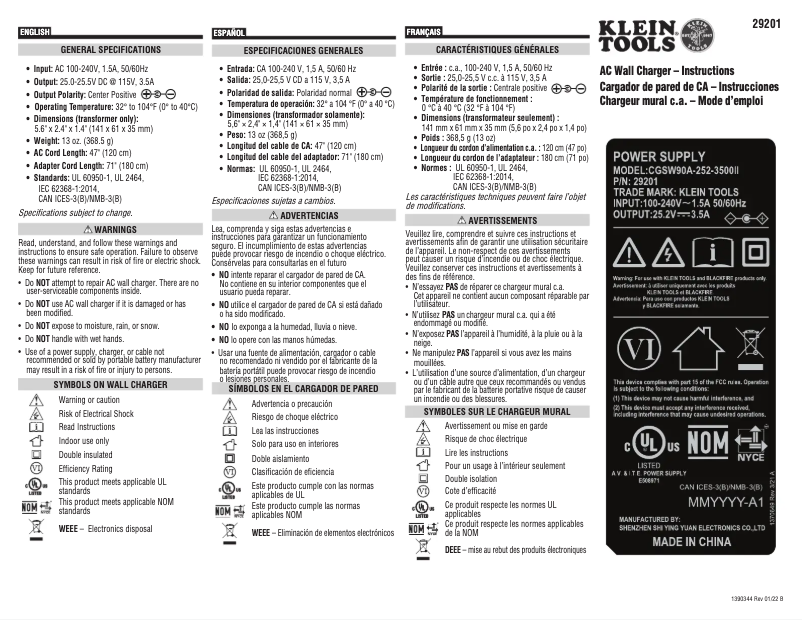 Imagen de la primera página del manual del dispositivo 29201
