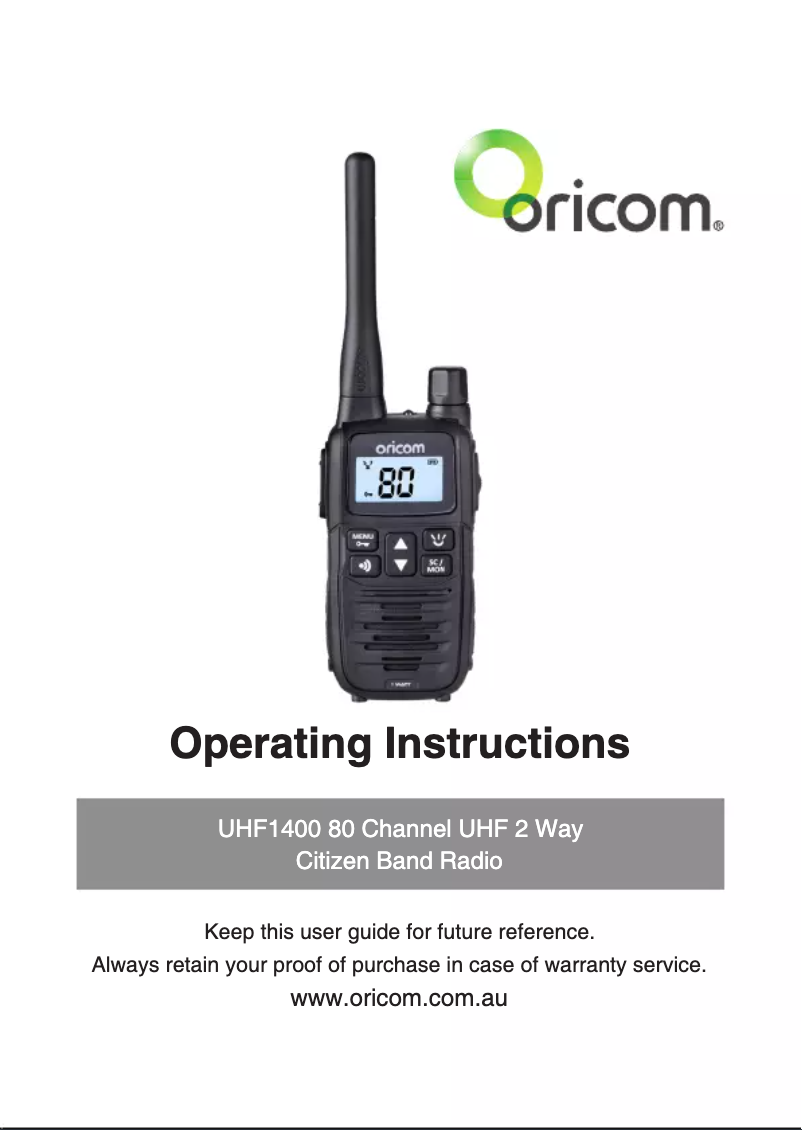 Imagen de la primera página del manual del dispositivo UHF1400