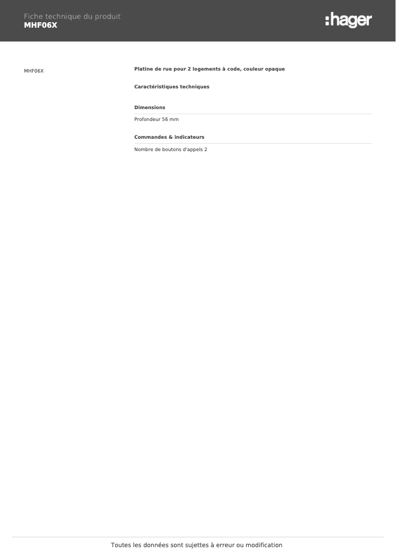 Imagen de la primera página del manual del dispositivo MHF06X