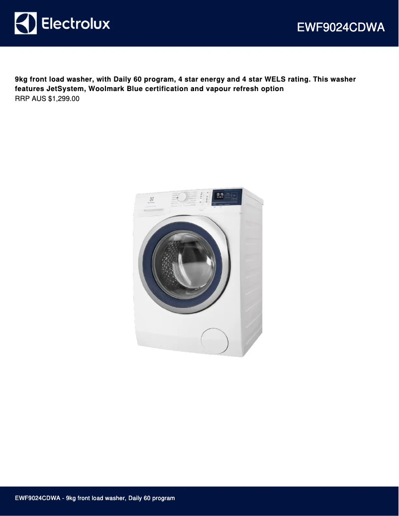 Página 1 del manual Ficha técnica Electrolux EWF9024CDWA