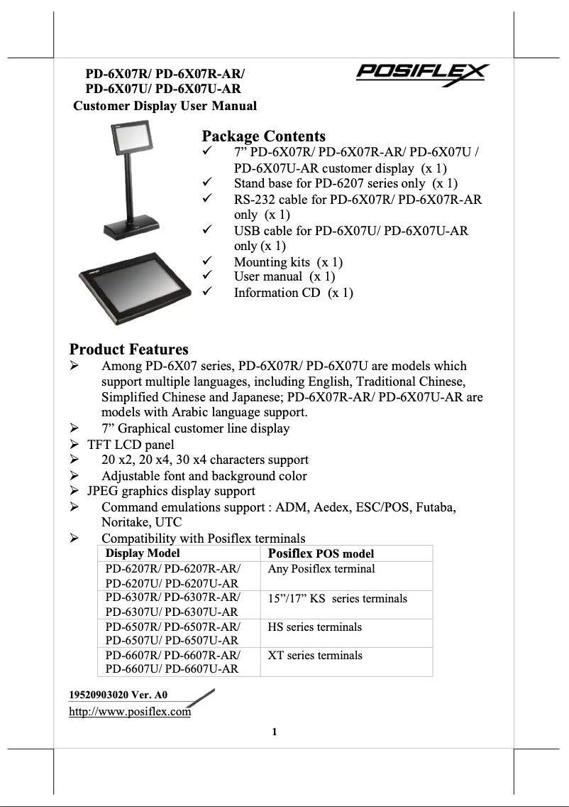 Imagen de la primera página del manual del dispositivo PD-6207U