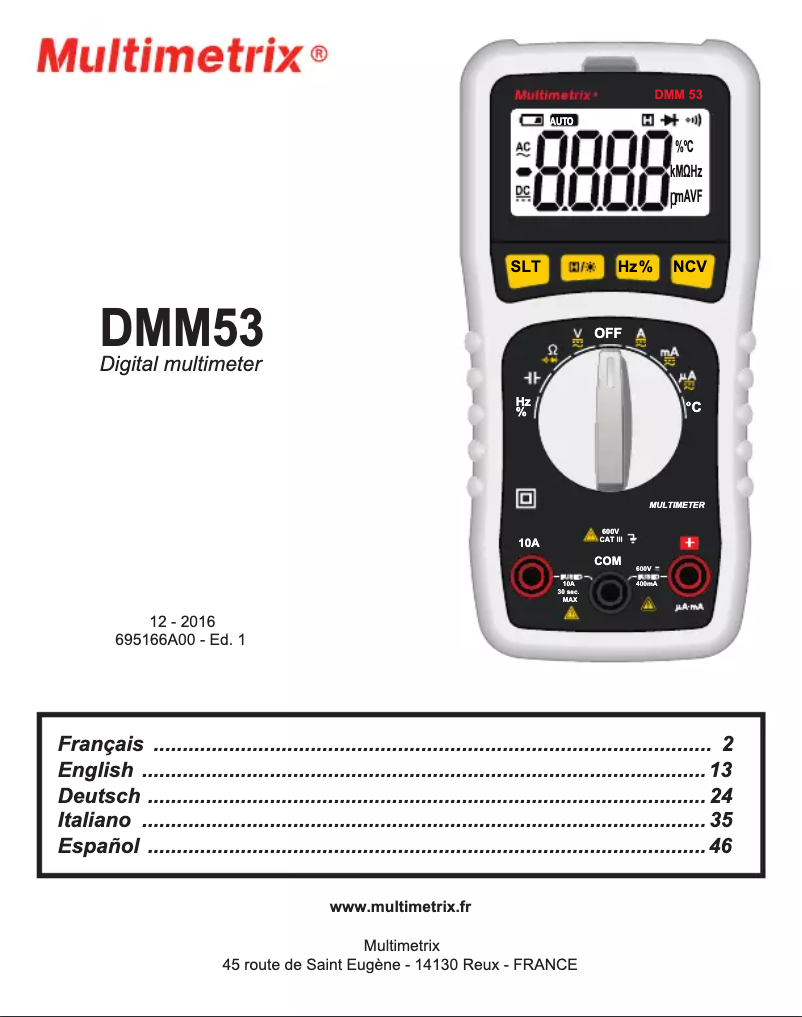 Página 1 del manual Manual de usuario Multimetrix DMM53