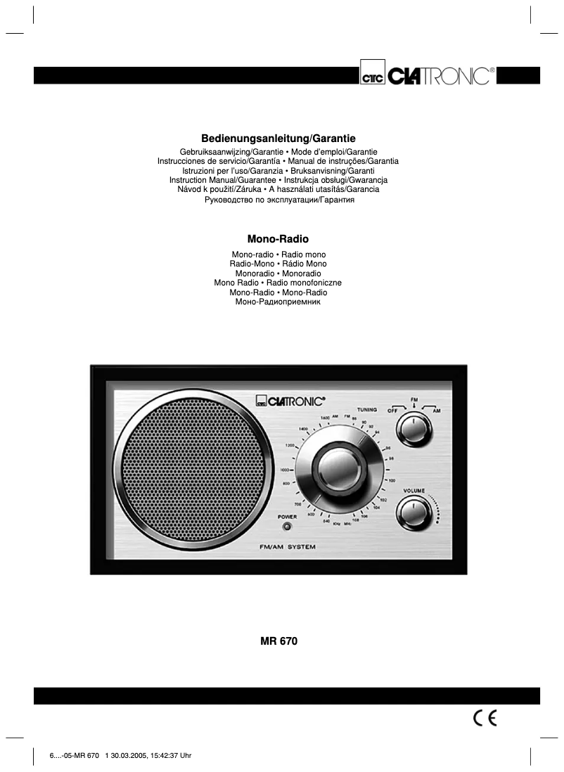Imagen de la primera página del manual del dispositivo MR 670