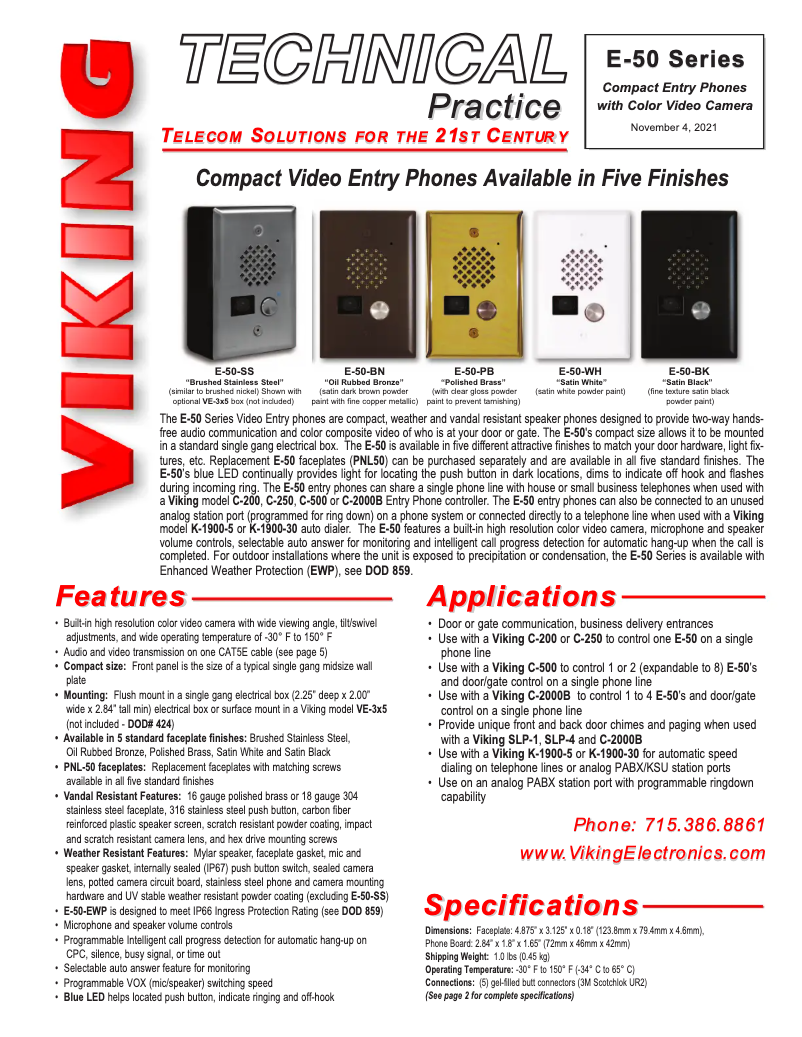 Imagen de la primera página del manual del dispositivo E-50-WH