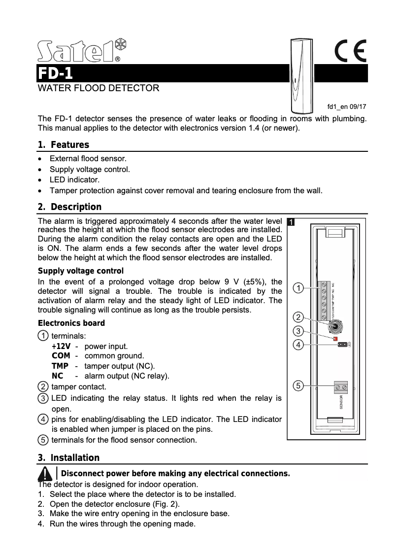 Imagen de la primera página del manual del dispositivo FD-1