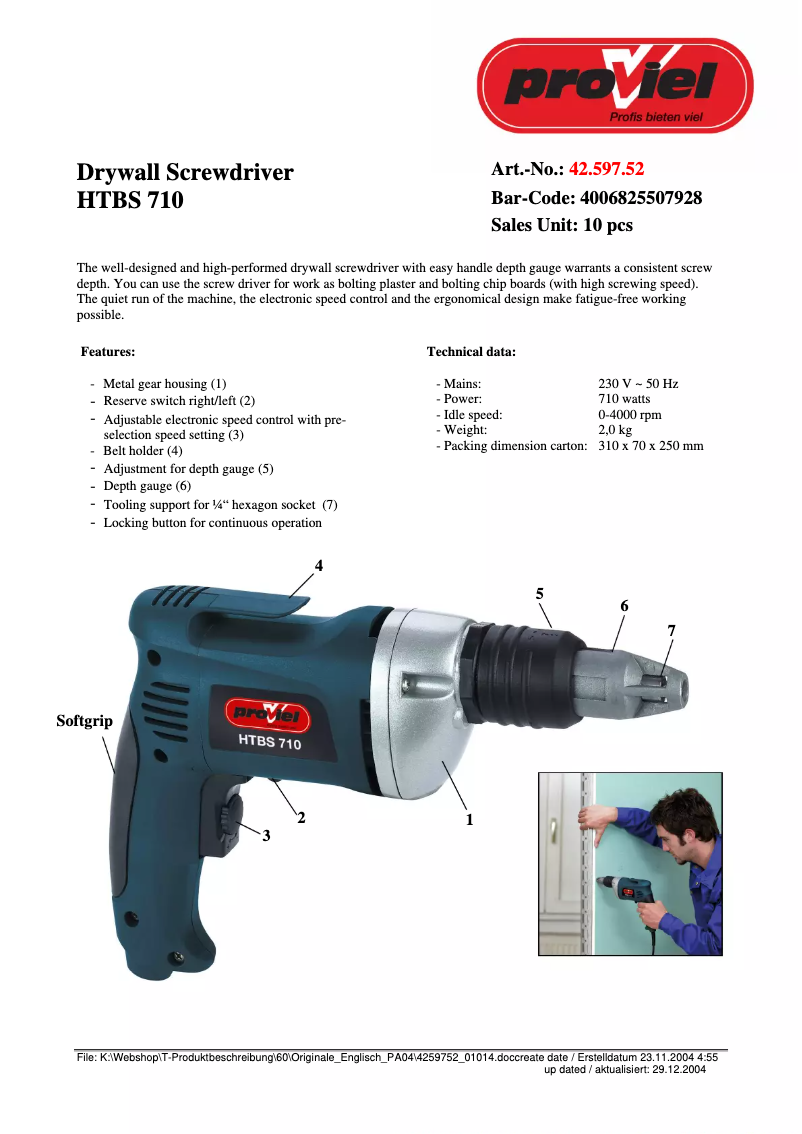 Imagen de la primera página del manual del dispositivo HTBS 710