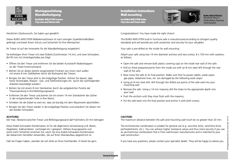 Página 1 del manual Manual de usuario Burg Wächter City-Line C 310 E