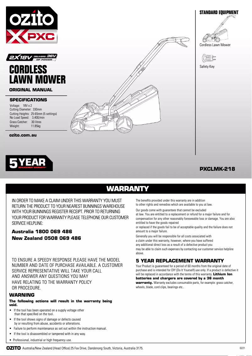 Página 1 del manual Manual de usuario Ozito PXMHBTK-458