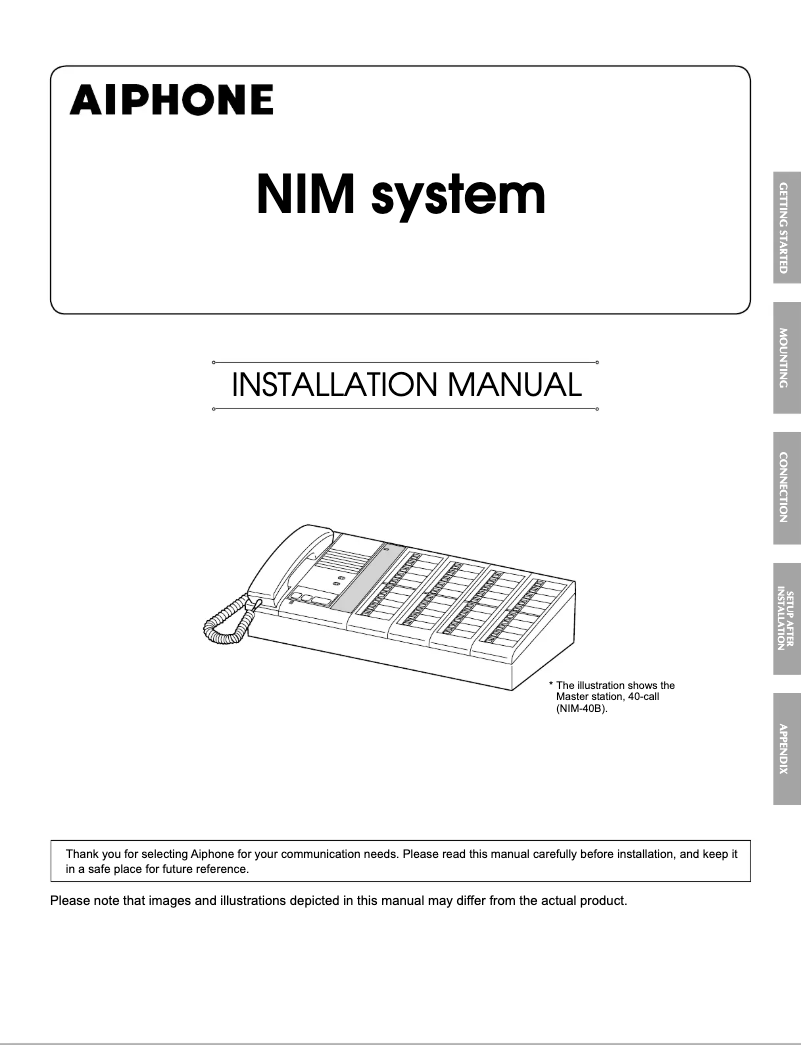 Página 1 del manual Manual de usuario Aiphone NIM-40B