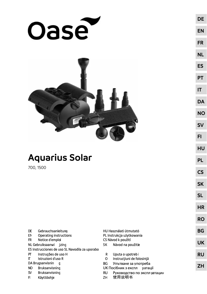 Página 1 del manual Manual de usuario Oase Aquarius Solar 1500