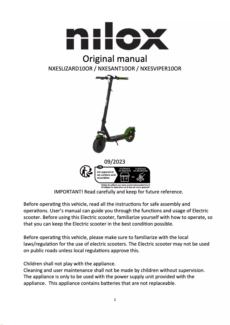 Página 1 del manual Manual de usuario Nilox NXESANT10OR