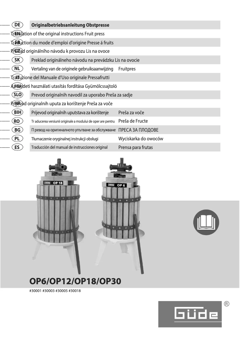Página 1 del manual Manual de usuario Güde OP 18
