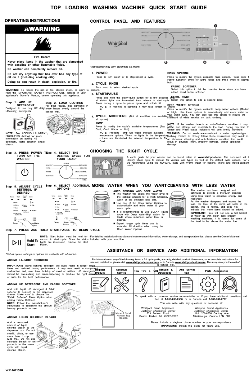Página 1 del manual Guía de inicio rápido Whirlpool WTW6150PB