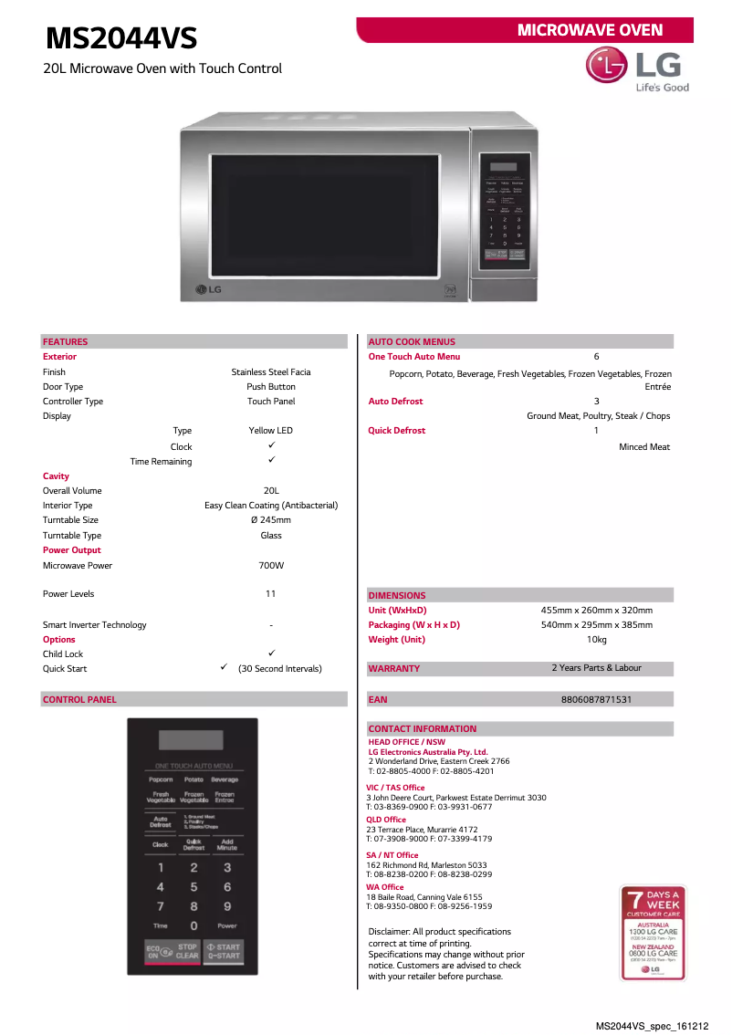 Imagen de la primera página del manual del dispositivo MS2044VS