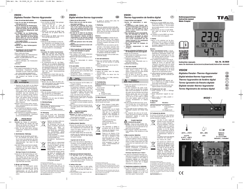 Imagen de la primera página del manual del dispositivo Vision 30.5020
