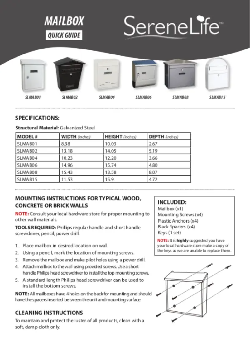 Imagen de la primera página del manual del dispositivo SLMAB08
