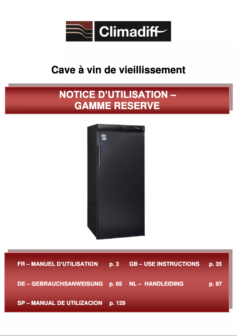 Página 1 del manual Manual de usuario Climadiff RESERVE 300XL