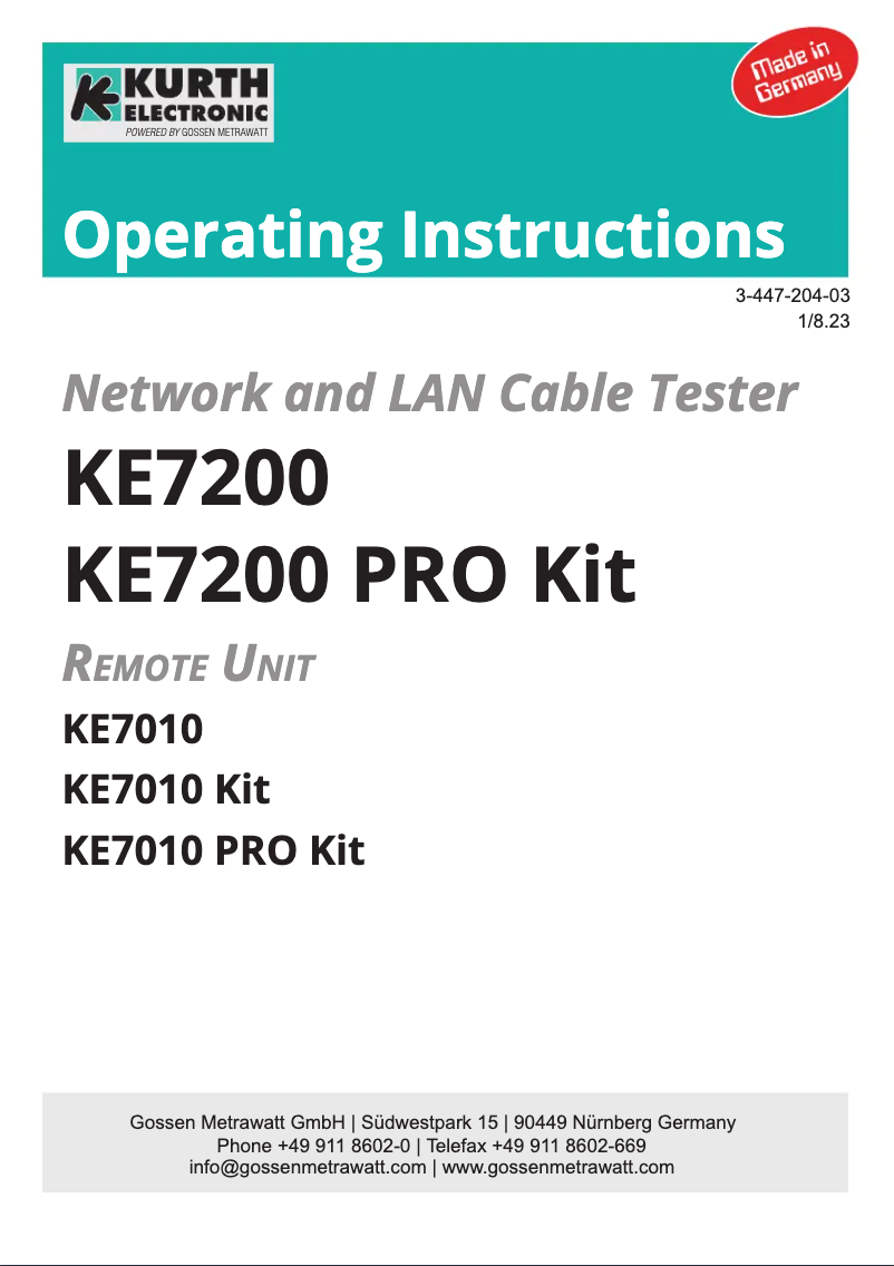 Imagen de la primera página del manual del dispositivo KE7208