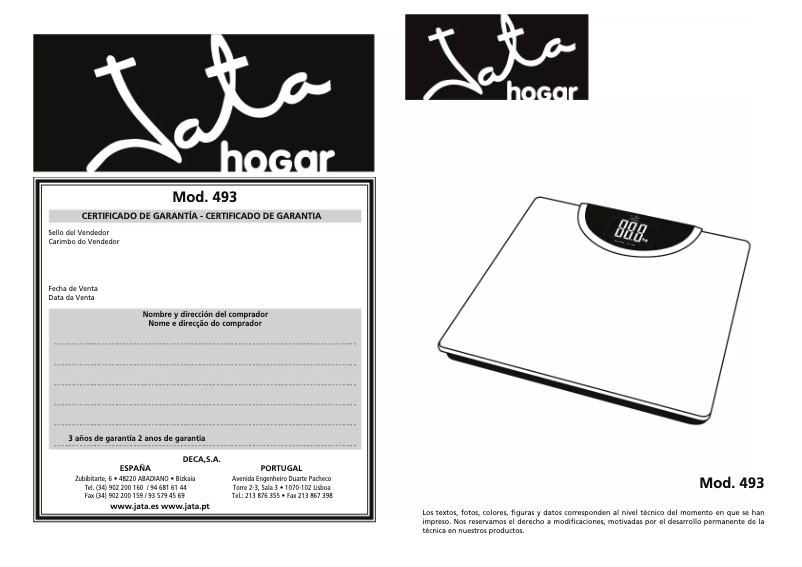 Imagen de la primera página del manual del dispositivo 493N